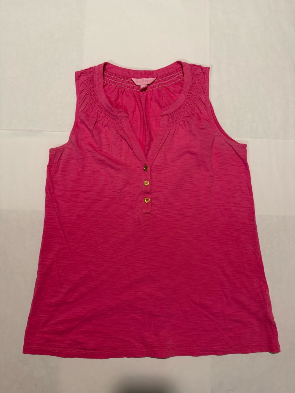 Lilly Pulitzer Hot Pink Sleeveless Henley Tank